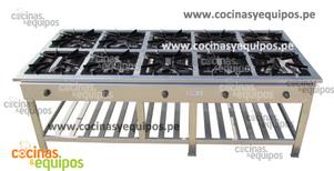 COCINA DE 10 QUEMADORES EN ACERO INOXIDABLE