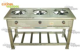 COCINA DE 03 QUEMADORES EN ACERO INOXIDABLE