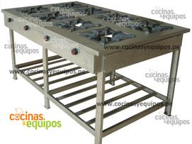 COCINA DE 08 QUEMADORES EN ACERO INOXIDABLE